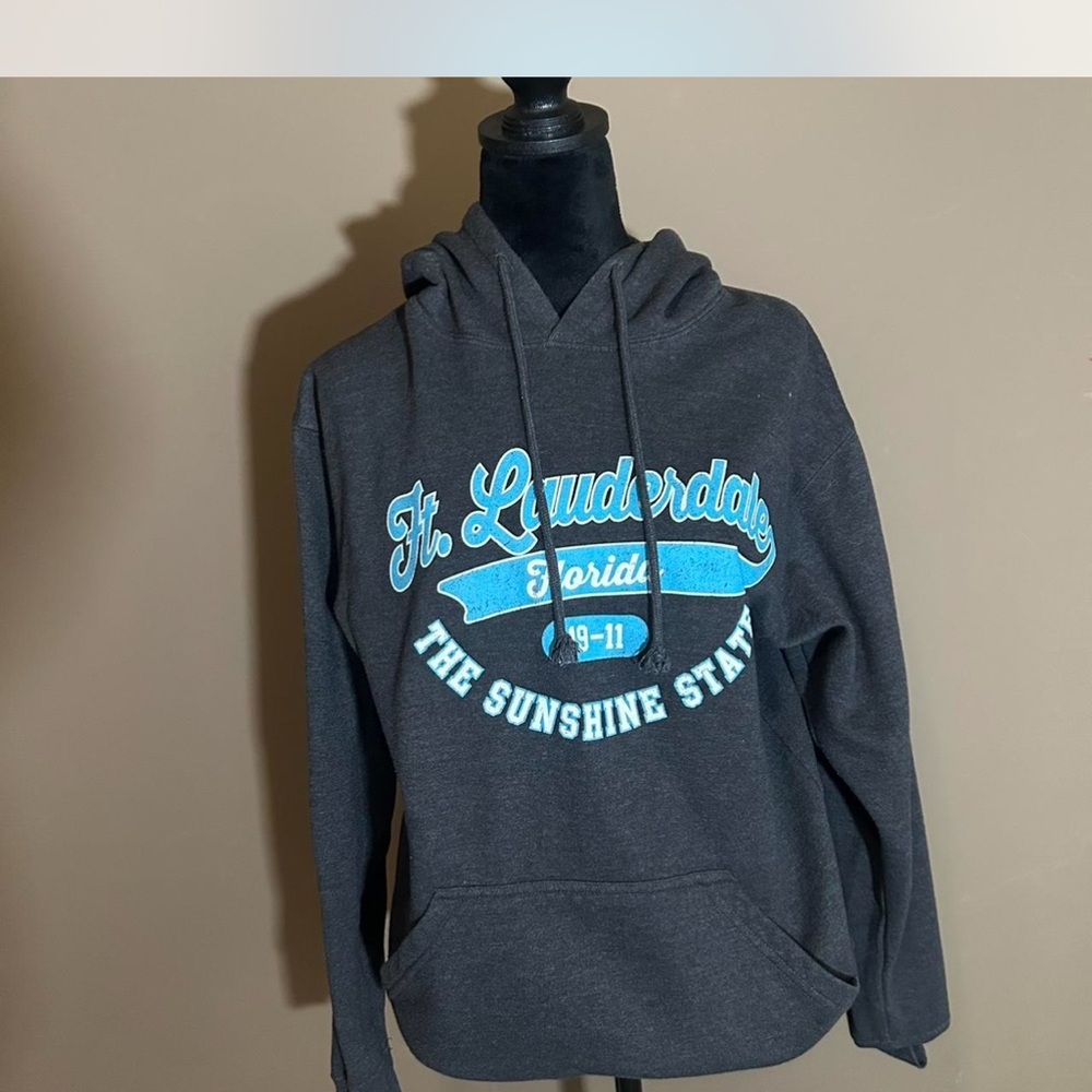 Dark Gray Hoodie with Blue Fort Lauderdale Print